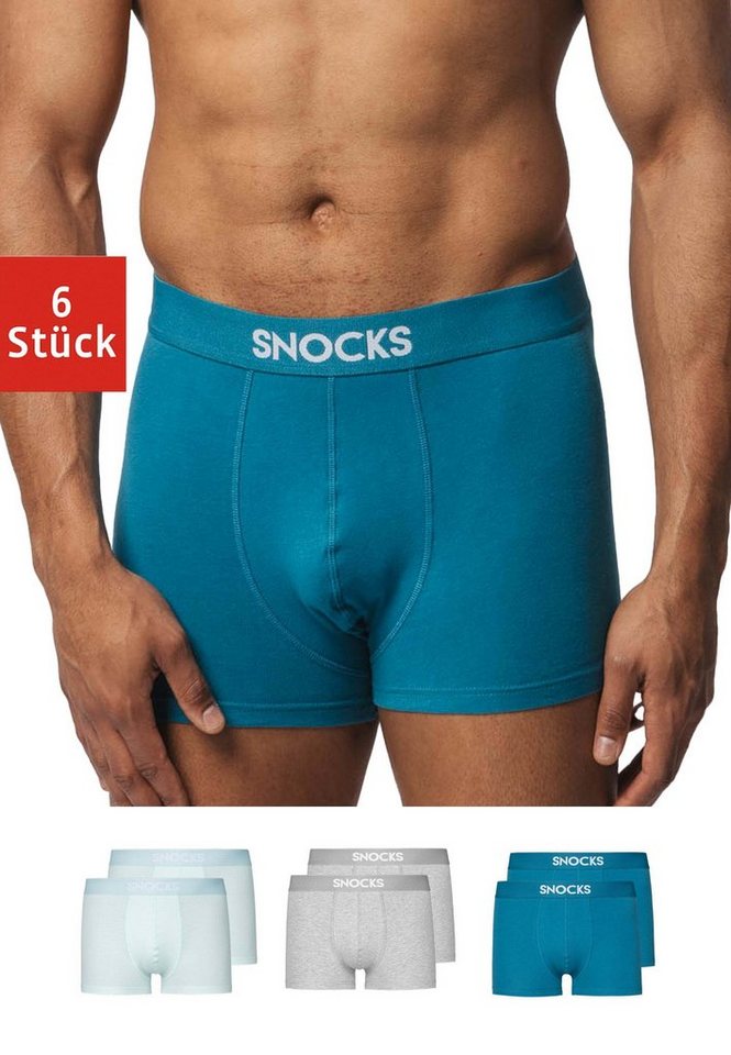 SNOCKS Boxershorts Enge Pants Herren Unterhose mit Print (6-St) aus Bio-Baumwolle, ohne kratzenden Zettel von SNOCKS