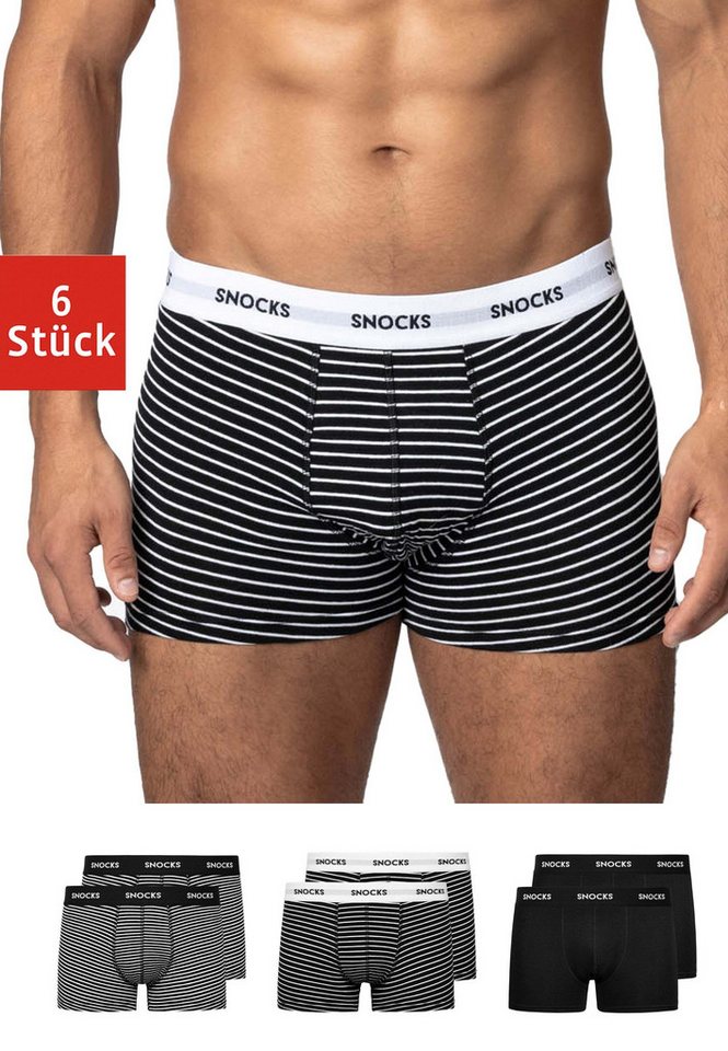 SNOCKS Boxershorts Enge Pants Herren Unterhose mit Print (6-St) aus Bio-Baumwolle, ohne kratzenden Zettel von SNOCKS