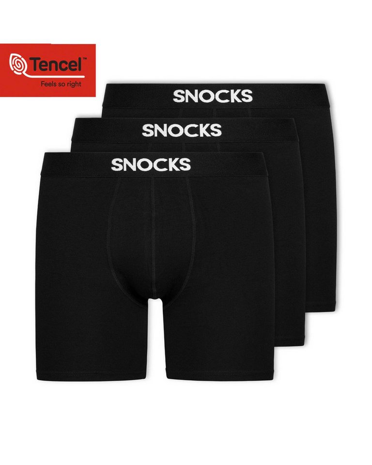 SNOCKS Boxershorts Enge Unterhosen mit längerem Bein (3-St) aus Modal (TENCEL) Enge Herren Unterhose mit längerem Bein von SNOCKS