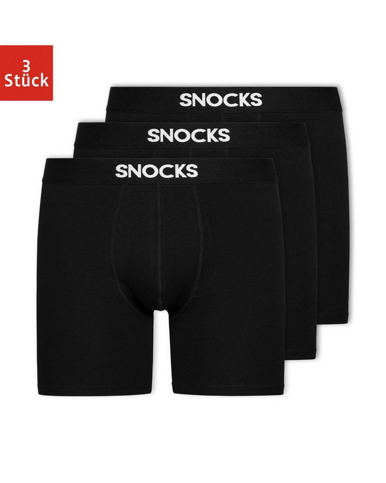 SNOCKS Boxershorts Enge Unterhosen mit längerem Bein Herren Männer (3-St) aus Bio-Baumwolle, ohne kratzenden Zettel, bequem durch längeres Bein von SNOCKS