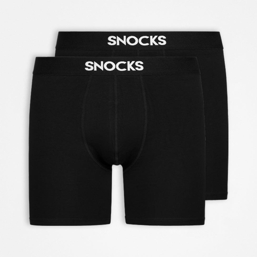 SNOCKS - Boxershorts Long Leg Men, 2pcs, Black black - Gr. - XXL von SNOCKS
