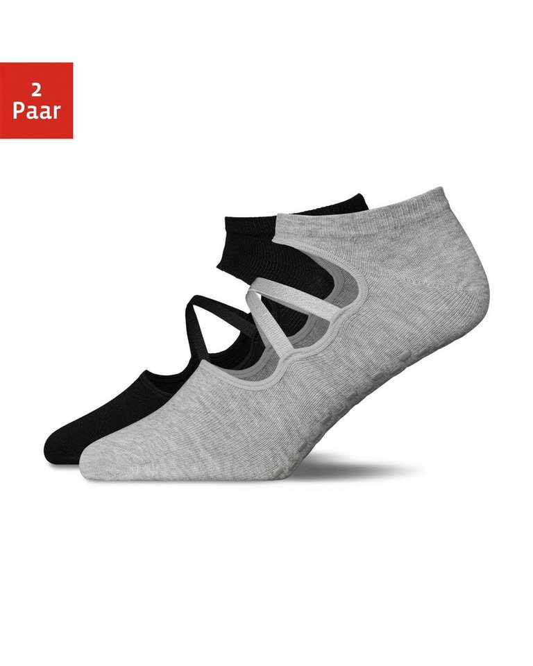 SNOCKS Freizeitsocken Anti-Rutsch Pilates Socken mit Riemchen (2-Paar) Ergonomische Passform & Anti-Rutsch-Sohle von SNOCKS