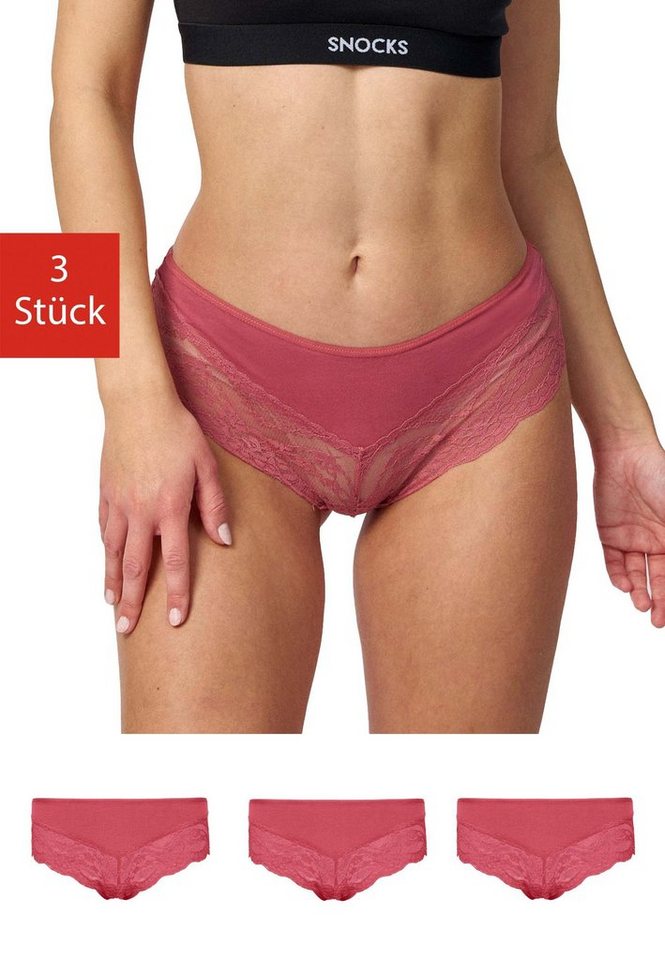 SNOCKS Hipster Panties Damen Unterhose (3-St) mit Spitze, bequem und elegant von SNOCKS