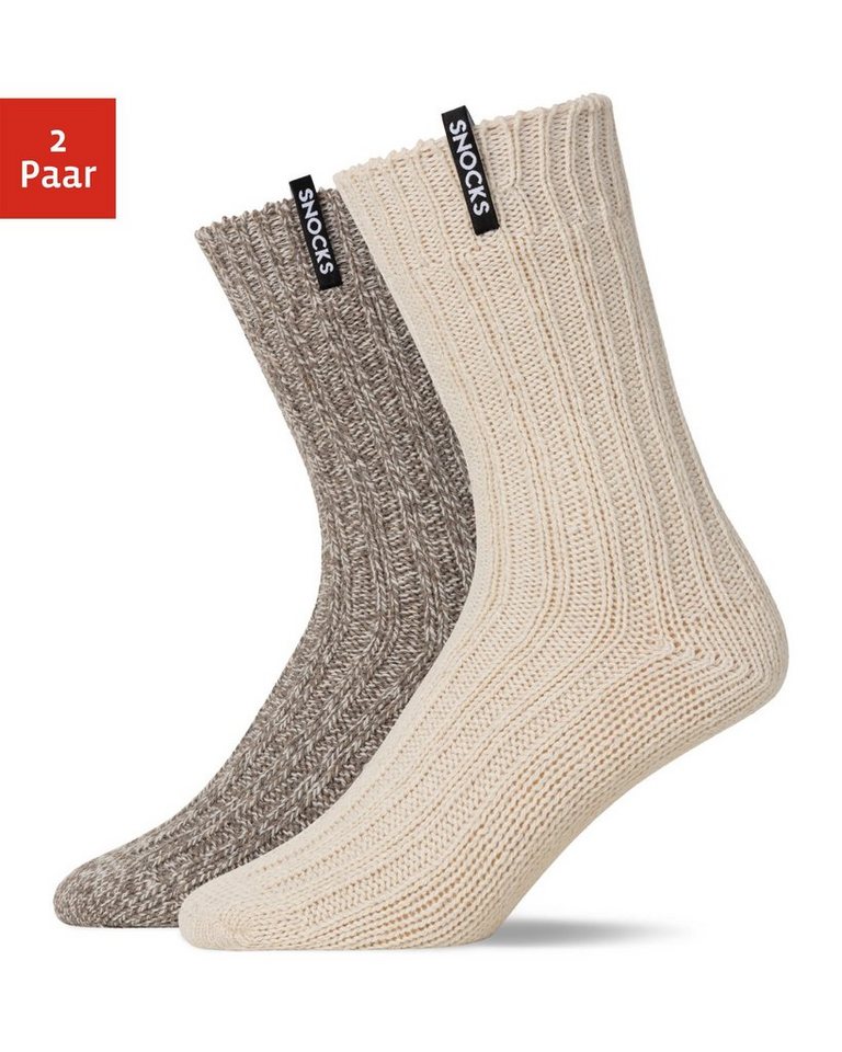 SNOCKS Norwegersocken Wintersocken für Damen & Herren (2-Paar) aus warmem Material mit SNOCKS-Label von SNOCKS