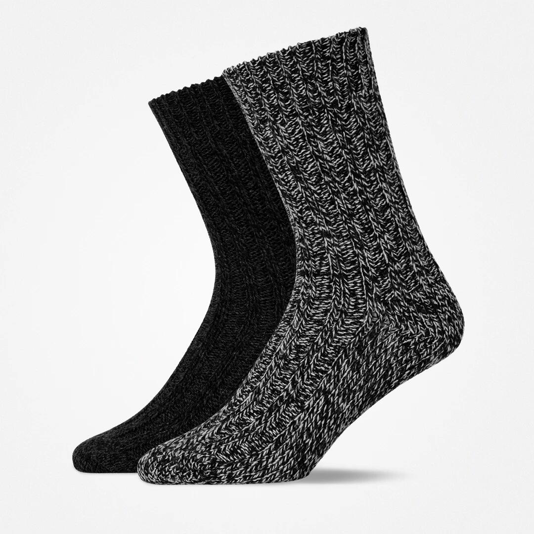 SNOCKS - Norwegian Socks Uni, 2pcs, Black/Grey black/grey - Gr. - 40.5 von SNOCKS