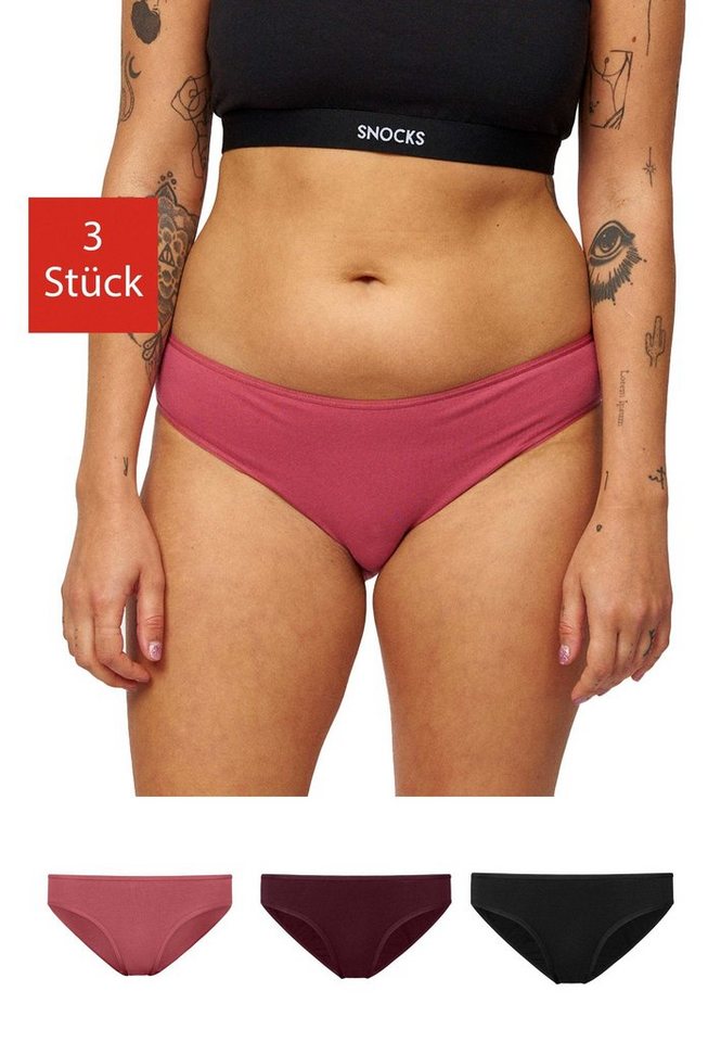 SNOCKS Slip Unterwäsche Damen Unterhosen (3-St) aus Bio-Baumwolle, passt wie eine zweite Haut von SNOCKS