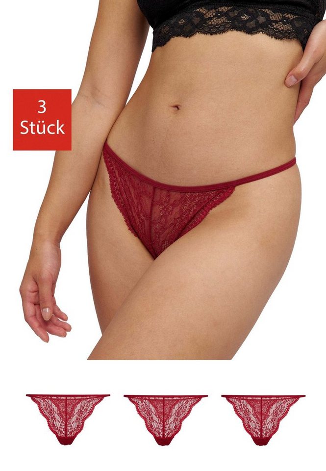 SNOCKS Stringtanga G-String aus Spitze (3-St) aus hochwertiger Spitze mit Bio-Baumwollzwickel von SNOCKS