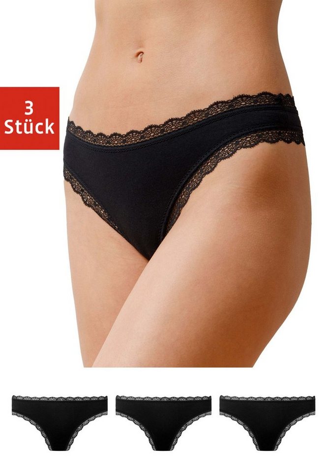 SNOCKS Tanga String Damen Unterhose (3-St) mit Spitze, unsichtbar unter deiner Kleidung von SNOCKS