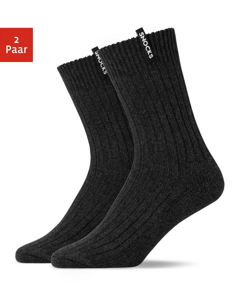 SNOCKS Thermosocken Wollsocken Damen Herren Wintersocken Stricksocken (2-Paar) aus warmem Material mit SNOCKS-Label von SNOCKS