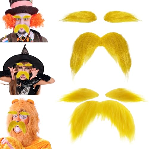 2 PCS Schnurrbart Zum Ankleben, Bart Zum Ankleben Bärte Zum Ankleben Schnurrbart Zum Ankleben Augenbrauen Schnurrbart Selbstklebend Perfekt für Halloween Weihnachtsfeiern Geburtstage von SNONESIY