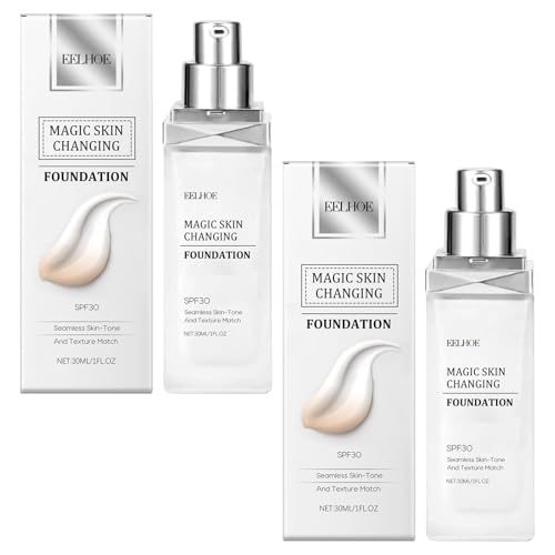 SNONESIY 2 Stück Farbwechselnde Foundation für Reife Haut, Wasserfeste Foundation, Light, Long Lasting von SNONESIY