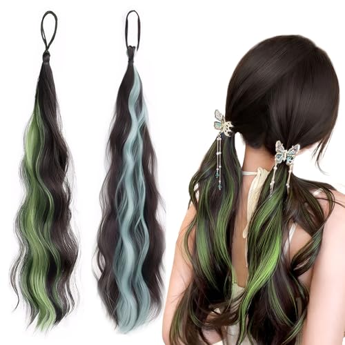 2 Stück Haarteile Echthaar,Ponytail Extension,45 cm Zopf Extension,Echthaar Zopf,Haarverlängerung Zopf,Geeignet für Den Täglichen Gebrauch Durch Frauen und Mädchen von SNONESIY