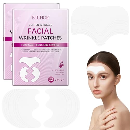 24 Stück Zornesfalte Pflaster Forehead Wrinkle Patch Mehrweg Reinigt und Hellt Auf Verbessert Die Elastizität der Haut und Sorgt für Eine Lang Anhaltende Feuchtigkeitsversorgung von SNONESIY