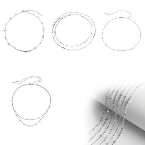 4 Stück Bauchkette Silber,Body Chain,Verstellbare Belly Chain,Waist Chain für Frauen und Mädchen,Perlen Taillenketten Silber Bauchkette für Damen,Sexy Body Chain,Schmuck für Bikini 4 Stück Bauchkette Silber,Body Chain,Verstellbare Belly Chain,Waist Chain für Frauen und Mädchen,Perlen Taillenketten Silber Bauchkette für Damen,Sexy Body Chain,Schmuck für Bikini von SNONESIY
