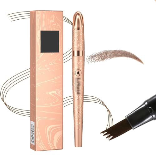 Augenbrauenstift 3D Augenbrauenstift mit 4 Gabelspitzen Wasserfester Augenbrauenstift Anti-Schmier-Flüssigkeits-Augenbrauenstift Schnell Trocknend Microblading-Augenbrauenstift (Dunkelbraun) von SNONESIY