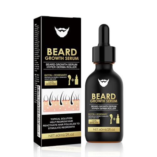 Beard Growth Kit mit Rollen Bartwuchsmittel Männer Schwarz Bart Wachstum 60 ml Bartwachstum Verdichtet und Stärkt Das Haarwachstum und Den Bart Geschenke für Männer und Väter von SNONESIY