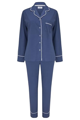 SNOOZE OFF Damen Schlafanzug | 2-Teiliges Pyjama Set in hellblau | Langarm Oberteil & Lange Hose | 100% Baumwolle von SNOOZE OFF
