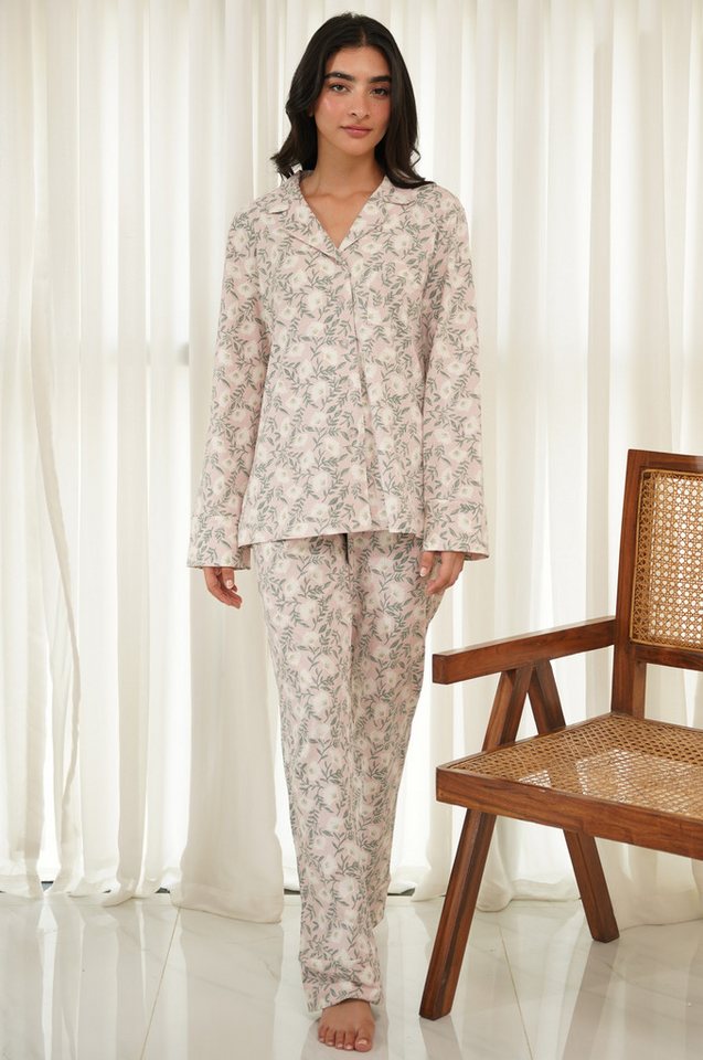 SNOOZE OFF Pyjama Damen Schlafanzug mit floralem Print in Rosé aus 100 % Baumwolle, langarm & lange Hose SNOOZE OFF Pyjama Damen Schlafanzug mit floralem Print in Rosé aus 100 % Baumwolle, langarm & lange Hose von SNOOZE OFF