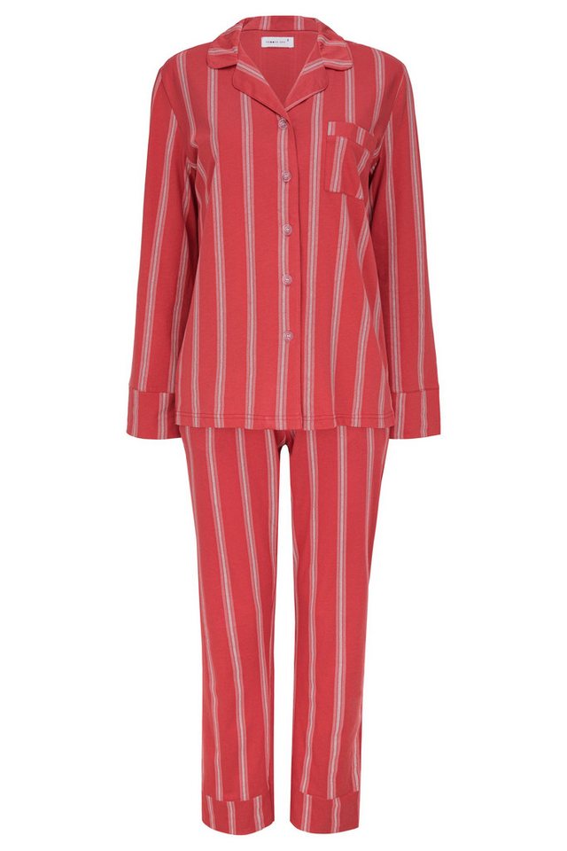 SNOOZE OFF Pyjama langarm Schlafanzug im Streifendesign (2 tlg., 1 Stück) mit Reverskragen von SNOOZE OFF