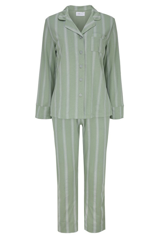 SNOOZE OFF Pyjama langarm Schlafanzug im Streifendesign (2 tlg., 1 Stück) mit Reverskragen von SNOOZE OFF