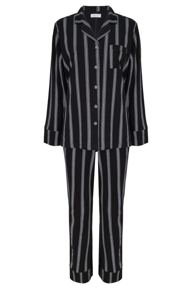 SNOOZE OFF Pyjama langarm Schlafanzug im Streifendesign (2 tlg., 1 Stück) mit Reverskragen von SNOOZE OFF