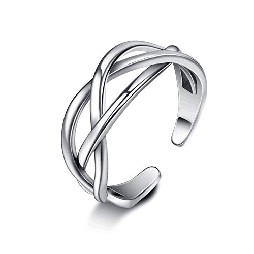 SNORSO Silber Ring Vintage Knoten Band Ring 925 Sterling Silber Unisex Keltischer Verstellbar Offene Ring Geburtstagsgeschenk für Damen Herren Mädchen Jungenliche von SNORSO
