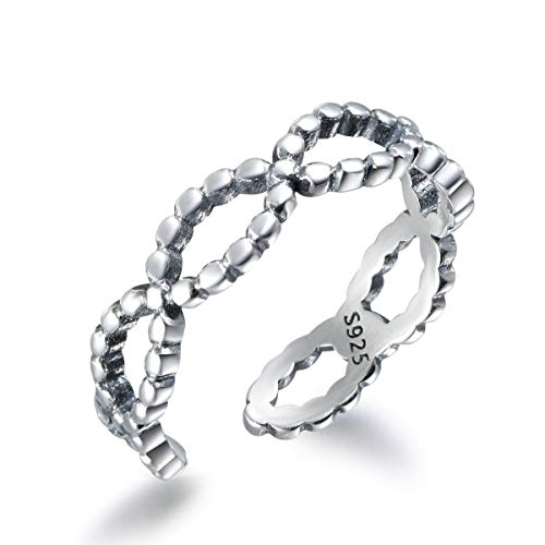 snorso Romantische 925 Sterling Silber Bands Versprechen Ewigkeit Ringe stapelbar Infinity verstellbar Ringe für Frauen von SNORSO