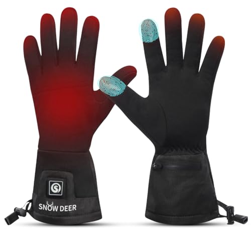 SNOW DEER beheizbare Handschuhe Liner für Herren Damen,7.4V 2200MAH Wiederaufladbarem Akku Wärmende Handschuhe Handwärmer für Schnee Skifahren Angeln Reiten Radfahren Camping Motorradfahren von SNOW DEER