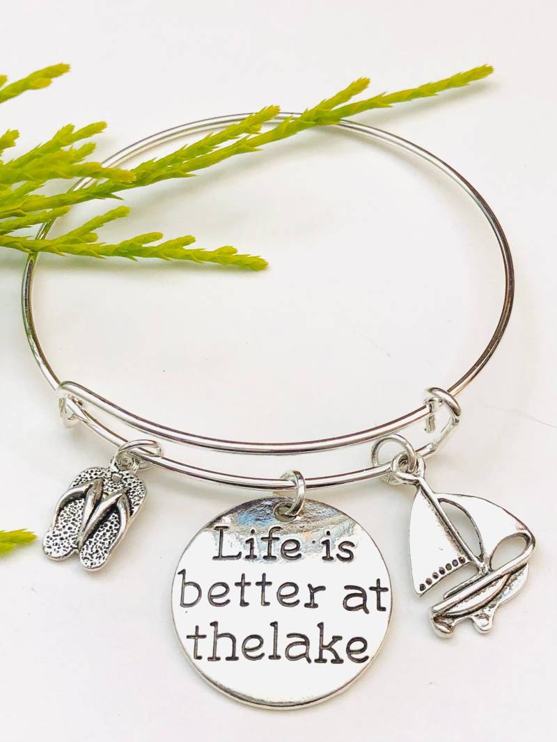 Das Leben Ist Besser Am See ~ Flip Flop Segelboot Charms Erweiterbar Armreif Armband von SNOWMENDELIGHTS