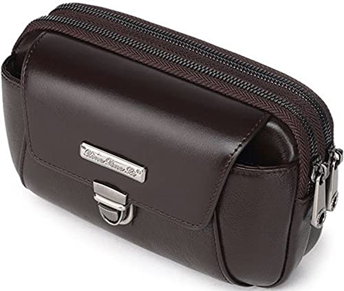 SNOWtreeAA Herren und Damen Umhängetasche Echt Leder Vintage Businesstaschen Crossbody Rucksäcke Clutches Multifunktion Freizeit Reise Hand-taschen Handy Schultertaschen -Dunkelbraun von SNOWtreeAA