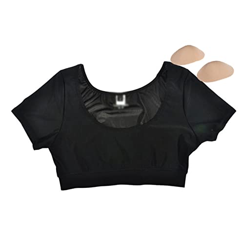 2 in 1 Integrierte Schulterpolster Shirts für Frauen Unterhemden Body Shaper Tank Top Shaper Falsche Schulter Weste Kurze Ärmel,Black-M von SNPP