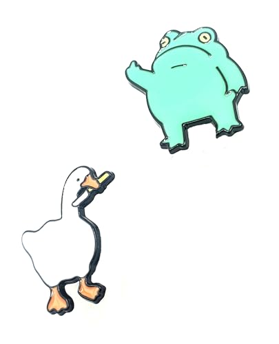 Angry Goose Grumpy Green Crazy Frog Mittelfinger Messer Böses Meme Spiel Lustige Metall Emaille Pin Abzeichen 2 Stück, Metall von SNS Components