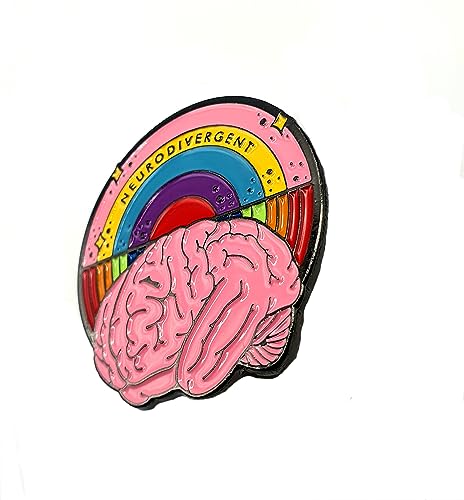 Anstecknadel für Neurodivergent Autismus Mental Health Matters Acceptance and Understanding Empathy Think Pink Brain Rainbow Metall Emaille, Metall von SNS Components