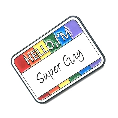 Anstecknadel mit Aufschrift "Hello I'm Super Gay LGBTQ+", Aufschrift "Love is Love", Metall, Emaille, LGBT, Metall von SNS Components