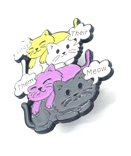 Non Binary They Their Them Meow Anstecknadel aus Metall, Emaille von SNS Components