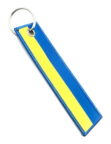 SNS Components Ukraine Ukraine Ukraine Länderflagge Nylon gewebt bestickt Gepäckanhänger Schlüsselanhänger Schlüsselanhänger, blau, One size von SNS Components
