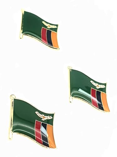 Sambia Sambia Afrika Land Metall Emaille Flagge Pin Anstecker 3 Stück von SNS Components