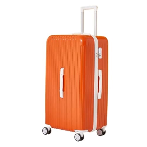 Trolley-Koffer 24-Zoll-Handgepäckkoffer for Damen, Leichter Mute-Caster-Koffer Mit Reißverschluss for Herren, Studentenkoffer Reisekoffer (Color : Orange, Size : A) von SNUFF