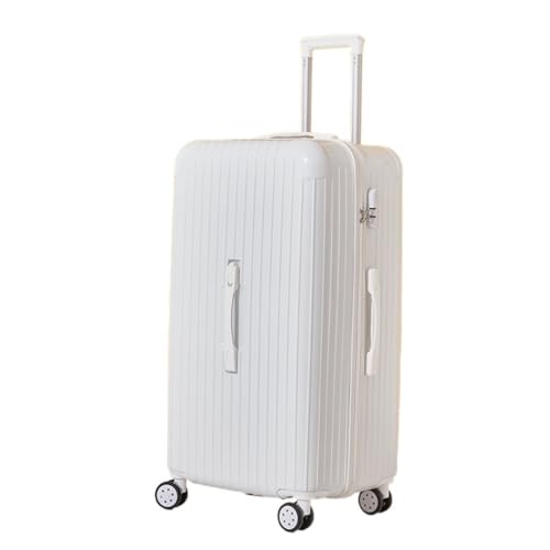 Trolley-Koffer 24-Zoll-Handgepäckkoffer for Damen, Leichter Mute-Caster-Koffer Mit Reißverschluss for Herren, Studentenkoffer Reisekoffer (Color : White, Size : A) von SNUFF