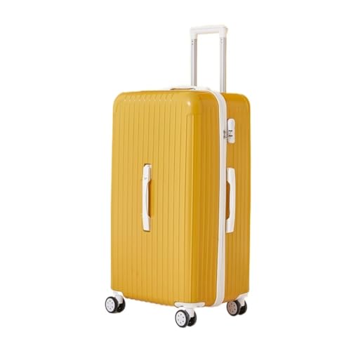 Trolley-Koffer 24-Zoll-Handgepäckkoffer for Damen, Leichter Mute-Caster-Koffer Mit Reißverschluss for Herren, Studentenkoffer Reisekoffer (Color : Yellow, Size : A) von SNUFF