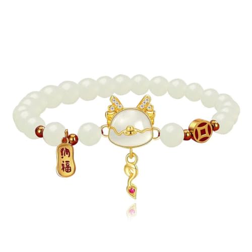 2024 Chinesisches Neujahrs-Drachen-Armband, Drachen-Armband, chinesisches Sternzeichen, Feng Shui, Glücksamulett, Stretch-Armbänder, Neujahrsgeschenke für Frauen, Unisex-Schmuck, 17cm (6.69in), von SNXLXUR