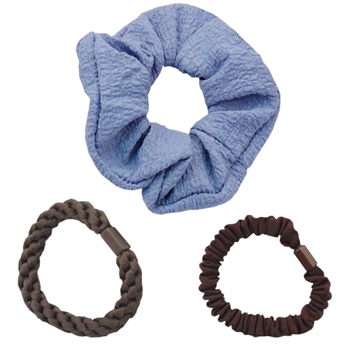 SNZ 3er Set Haargummis, Stylisch geflochtener Haargummi mit starkem Halt Damen Haarschmuck, Haarringe Damen Pferdeschwanzhalter Haarband für Frauen Mädchen Hellblau von SNZ