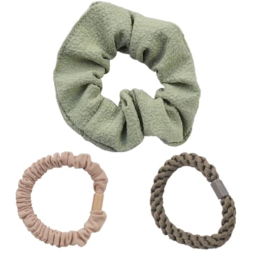 SNZ 3er Set Haargummis, Stylisch geflochtener Haargummi mit starkem Halt Damen Haarschmuck, Haarringe Damen Pferdeschwanzhalter Haarband für Frauen Mädchen Hellgrün von SNZ
