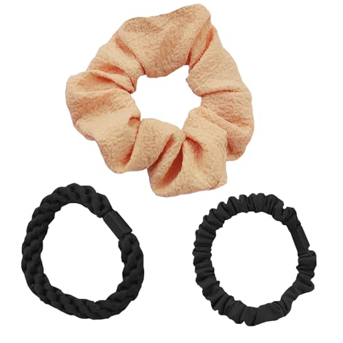 SNZ 3er Set Haargummis, Stylisch geflochtener Haargummi mit starkem Halt Damen Haarschmuck, Haarringe Damen Pferdeschwanzhalter Haarband für Frauen Mädchen Hellorange von SNZ