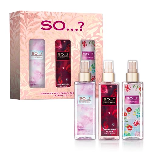 So…? Collection Fragrance Mist-Geschenkset mit Dark Romance, Floral Crush und Sorbet Dream, Body Mist-Duftpaket-Set (3 x 100 ml) von SO...?