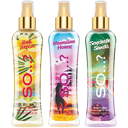 So…? Summer Escapes Damen Körpernebel Bali Breeze, Hawaiian Honey, Seychelle Sands bodyspray Gemischte Duftbündel 200ml (3er-Pack) von SO…?