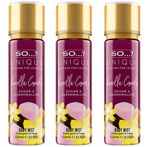 So…? Unique Damen Vegan Vanilla Candy Duftendes Körpernebel, bodyspray für damen 150ml (3er-Pack) von SO…?