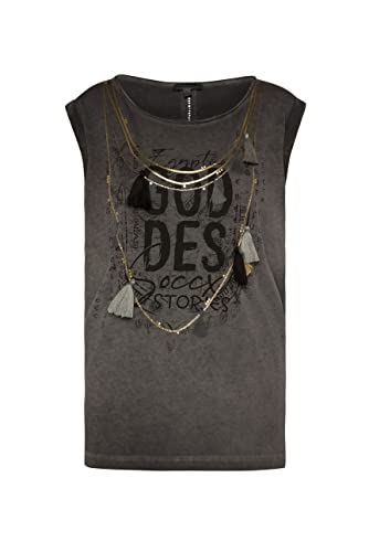 SOCCX Damen Ärmelloses Shirt mit Print und Quasten Black L von SOCCX