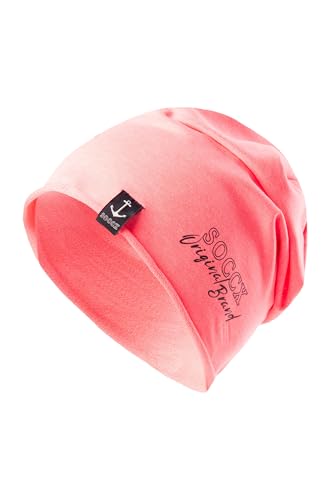 SOCCX Beanie aus Jersey mit Logo Print neon pink von SOCCX
