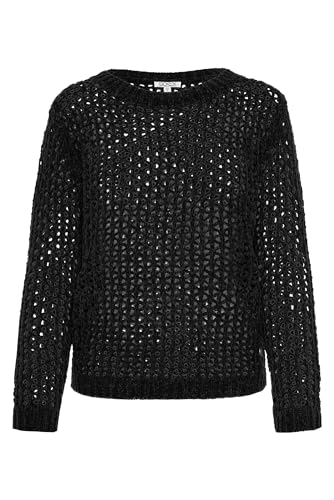 SOCCX Damen Chenille-Pullover mit Mesh-Strickmuster Black XXXL von SOCCX